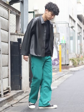 「INHERIT（インヘリット）のアイテム」を使った、YUTAさん（メンズ・178cm）の冬コーディネート