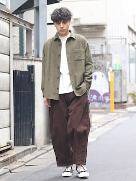 「INHERIT（インヘリット）のアイテム」を使った、YUTAさん（メンズ・178cm）の冬コーディネート