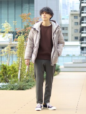 「INHERIT（インヘリット）のアイテム」を使った、YUTAさん（メンズ・178cm）の冬コーディネート