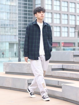 「INHERIT（インヘリット）のアイテム」を使った、YUTAさん（メンズ・178cm）の冬コーディネート