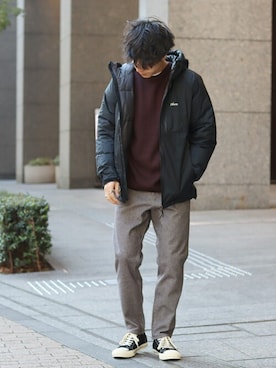 「INHERIT（インヘリット）のアイテム」を使った、YUTAさん（メンズ・178cm）の冬コーディネート