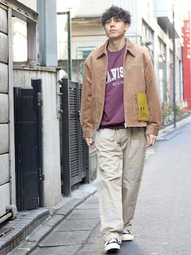 「INHERIT（インヘリット）のアイテム」を使った、YUTAさん（メンズ・178cm）の冬コーディネート