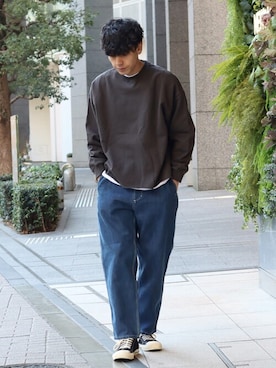 「INHERIT（インヘリット）のアイテム」を使った、YUTAさん（メンズ・178cm）の冬コーディネート