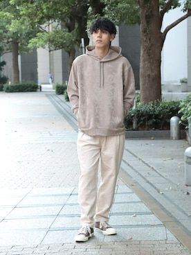 「INHERIT（インヘリット）のアイテム」を使った、YUTAさん（メンズ・178cm）の冬コーディネート