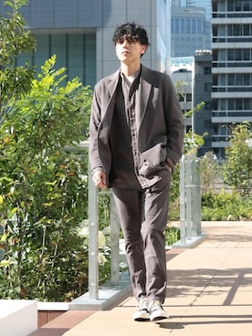 「INHERIT（インヘリット）のアイテム」を使った、YUTAさん（メンズ・178cm）の冬コーディネート