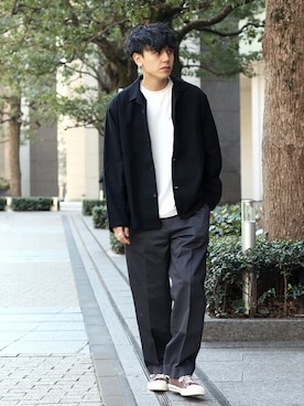 「INHERIT（インヘリット）のアイテム」を使った、YUTAさん（メンズ・178cm）の冬コーディネート