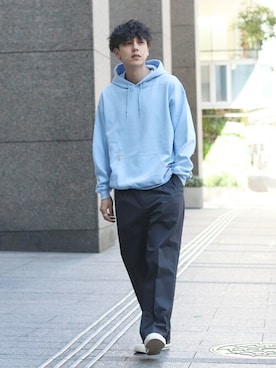 「INHERIT（インヘリット）のアイテム」を使った、YUTAさん（メンズ・178cm）の冬コーディネート
