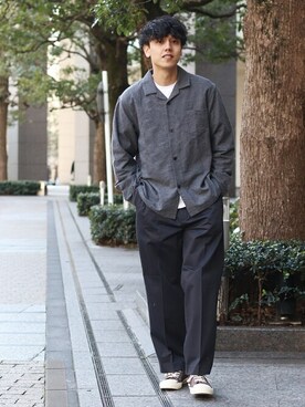 「INHERIT（インヘリット）のアイテム」を使った、YUTAさん（メンズ・178cm）の冬コーディネート