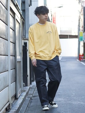「INHERIT（インヘリット）のアイテム」を使った、YUTAさん（メンズ・178cm）の冬コーディネート