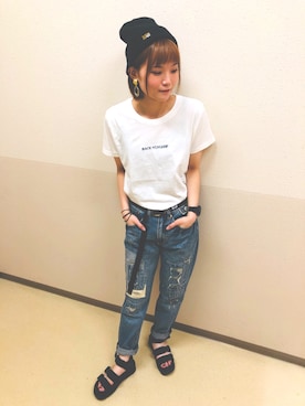 「G-STAR RAW（ジースターロゥ）のアイテム（帽子）」を使った、ずーちんさん（レディース・166cm）の夏コーディネート