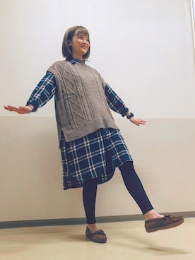 「秋のカフェオレコーデ」｜「アイテム（シャツワンピース）」を使った、ずーちんさん（レディース・166cm）の秋コーディネート