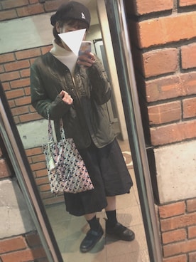 「ハンチング」｜「アイテム（ノーカラージャケット）」を使った、nemuiさん（レディース・157cm）の冬コーディネート