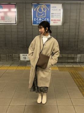 「LOWRYS FARM（ローリーズファーム）のストレッチヒールブーツ　851418（ブーツ）」を使った、みさん（レディース・150cm）の冬コーディネート