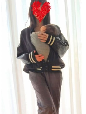 「赤ちゃん」｜「アイテム（ブルゾン）」を使った、mamiさん（レディース・162cm）の冬コーディネート