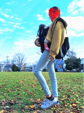 「赤ちゃん」｜「アイテム（その他アウター）」を使った、mamiさん（レディース・162cm）の冬コーディネート