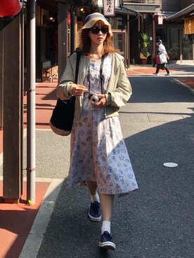 「KBF+（ケービーエフプラス）のアイテム（MA-1）」を使った、Shioriさん（レディース・167cm）の春コーディネート