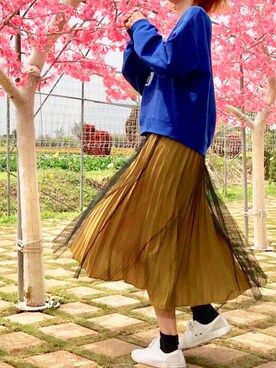Shioriさんの「チュールonプリーツスカート」を使ったコーディネート