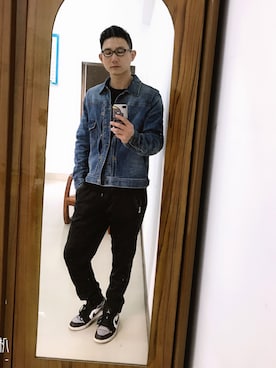 「FILA（フィラ）のアイテム（チノパンツ）」を使った、死死若丸さん（メンズ・180cm）の冬コーディネート