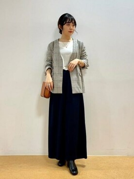 「BEAMS」｜「アイテム（ノーカラージャケット）」を使った、BEAMS HEART WOMENさん（レディース・163cm）の冬コーディネート