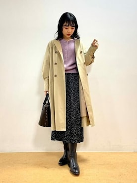 「BEAMS」｜「アイテム（トレンチコート）」を使った、BEAMS HEART WOMENさん（レディース・163cm）の冬コーディネート
