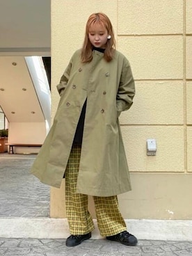 「BEAMS」｜「アイテム（トレンチコート）」を使った、BEAMS HEART WOMENさん（レディース・162cm）の冬コーディネート
