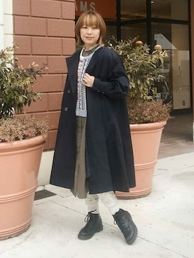 「BEAMS」｜「アイテム（トレンチコート）」を使った、BEAMS HEART WOMENさん（レディース・160cm）の冬コーディネート