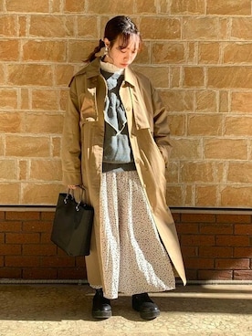 「BEAMS」｜「アイテム（トレンチコート）」を使った、BEAMS HEART WOMENさん（レディース・151cm）の冬コーディネート