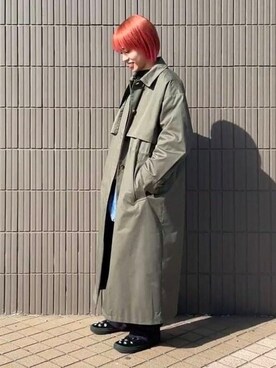 「BEAMS」｜「アイテム（トレンチコート）」を使った、BEAMS HEART WOMENさん（レディース・158cm）の冬コーディネート