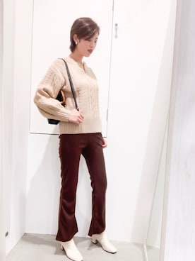 「Aunt Marie's（アントマリーズ）のアイテム（ニット/セーター）」を使った、カン JTさん（レディース・170cm）の秋コーディネート