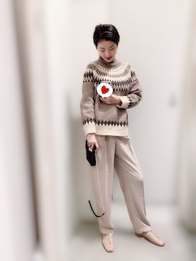 「Aunt Marie's（アントマリーズ）のアイテム（ニット/セーター）」を使った、カン JTさん（レディース・170cm）の冬コーディネート