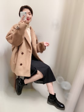 「アントマリーズ」｜「アイテム（ピーコート）」を使った、カン JTさん（レディース・170cm）の冬コーディネート