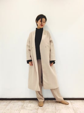 「アントマリーズ」｜「アイテム（ノーカラージャケット）」を使った、カン JTさん（レディース・170cm）の冬コーディネート