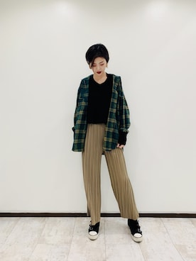 「Aunt Marie's（アントマリーズ）のアイテム（その他パンツ）」を使った、カン JTさん（レディース・170cm）の冬コーディネート