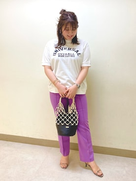 「BARNYARDSTORM（バンヤードストーム）のアイテム（かごバッグ）」を使った、まつさん（レディース・162cm）の夏コーディネート