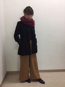 「OZOC（オゾック）のアイテム（チェスターコート）」を使った、jawaさん（レディース・166cm）の秋コーディネート