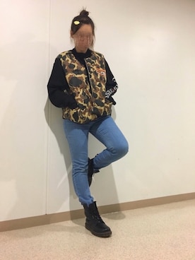 「アイテム（ダウンベスト、その他）」を使った、jawaさん（レディース・163cm）の秋コーディネート