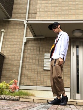 「JohnUNDERCOVER（ジョンアンダーカバー）のアイテム（帽子）」を使った、秋さん（メンズ・178cm）の秋コーディネート