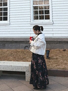 「EMODA」｜「アイテム（ムートンコート）」を使った、RICOさん（レディース・153cm）の冬コーディネート