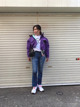 「DIESEL（ディーゼル）のアイテム（ナイロンジャケット）」を使った、Ak◡̈⃝♩さん（レディース・163cm）の冬コーディネート