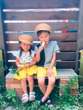 「アイテム（キャスケット）」を使った、hmyさん（キッズ・90cm）の夏コーディネート