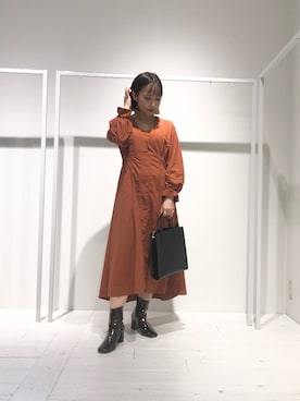 「STUDIOUS（ステュディオス）のアイテム（ワンピース/ドレス）」を使った、futabaさん（レディース・155cm）の秋コーディネート