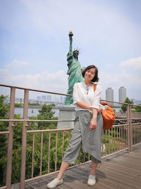 「盐系风格」｜「アイテム（ローファー）」を使った、九降风 さん（レディース・168cm）の夏コーディネート