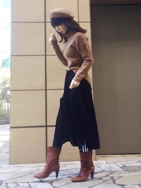 「ADOLFO DOMINGUEZ（アドルフォドミンゲス）のアイテム（ブーツ）」を使った、ワニコさん（レディース・163cm）の冬コーディネート
