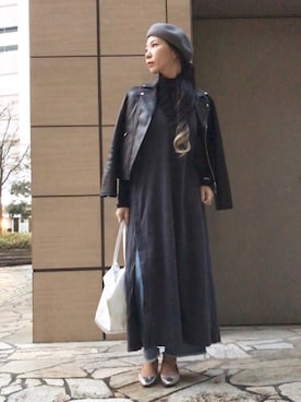 「N.（N. Natural Beauty Basic）（エヌエヌナチュラルビューティーベーシック）のアイテム（ライダースジャケット）」を使った、ワニコさん（レディース・163cm）の春コーディネート