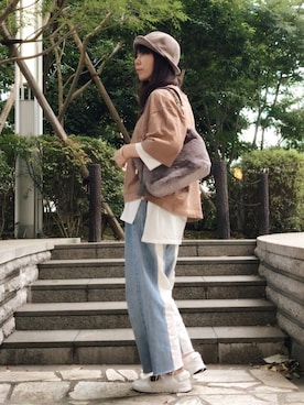「roundabout（ラウンダバウト）のアイテム（帽子）」を使った、ワニコさん（レディース・163cm）の秋コーディネート