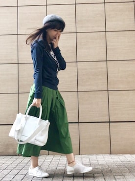 「titivate（ティティベイト）のタイプライタータックフレアスカート（スカート）」を使った、ワニコさん（レディース・163cm）の秋コーディネート