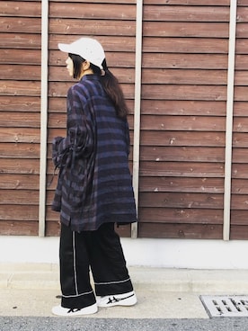 「SYU.HOMME/FEMM（シュウ）のアイテム（キャップ）」を使った、ワニコさん（レディース・163cm）の夏コーディネート