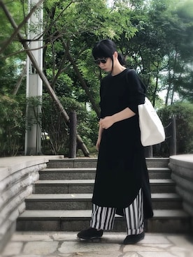 「yoko sakamoto（ヨーコサカモト）のアイテム（ワンピース/ドレス）」を使った、ワニコさん（レディース・163cm）の夏コーディネート