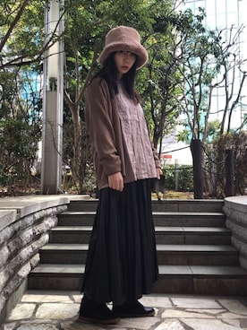 「SPIRALGIRL（スパイラルガール）のアイテム（帽子）」を使った、ワニコさん（レディース・163cm）の冬コーディネート