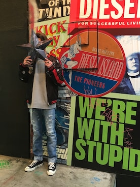 「DIESEL（ディーゼル）のアイテム（ブルゾン）」を使った、yamachaaanさん（メンズ・173cm）の冬コーディネート